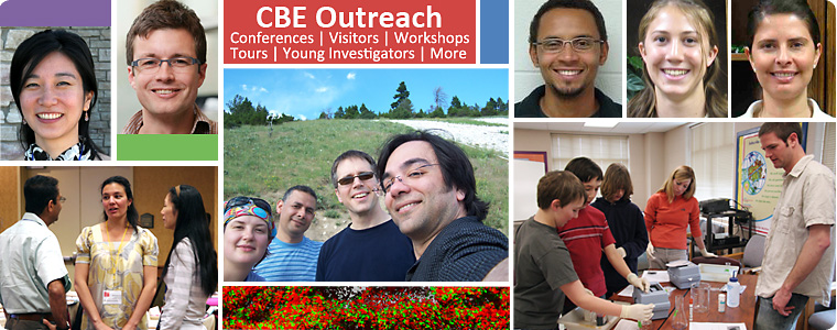 A picture collage of CBE visitors and researchers